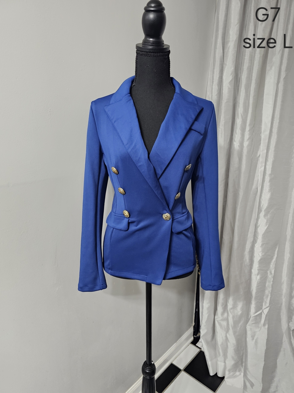 Women’s Double-Breasted Blue Blazer Jacket